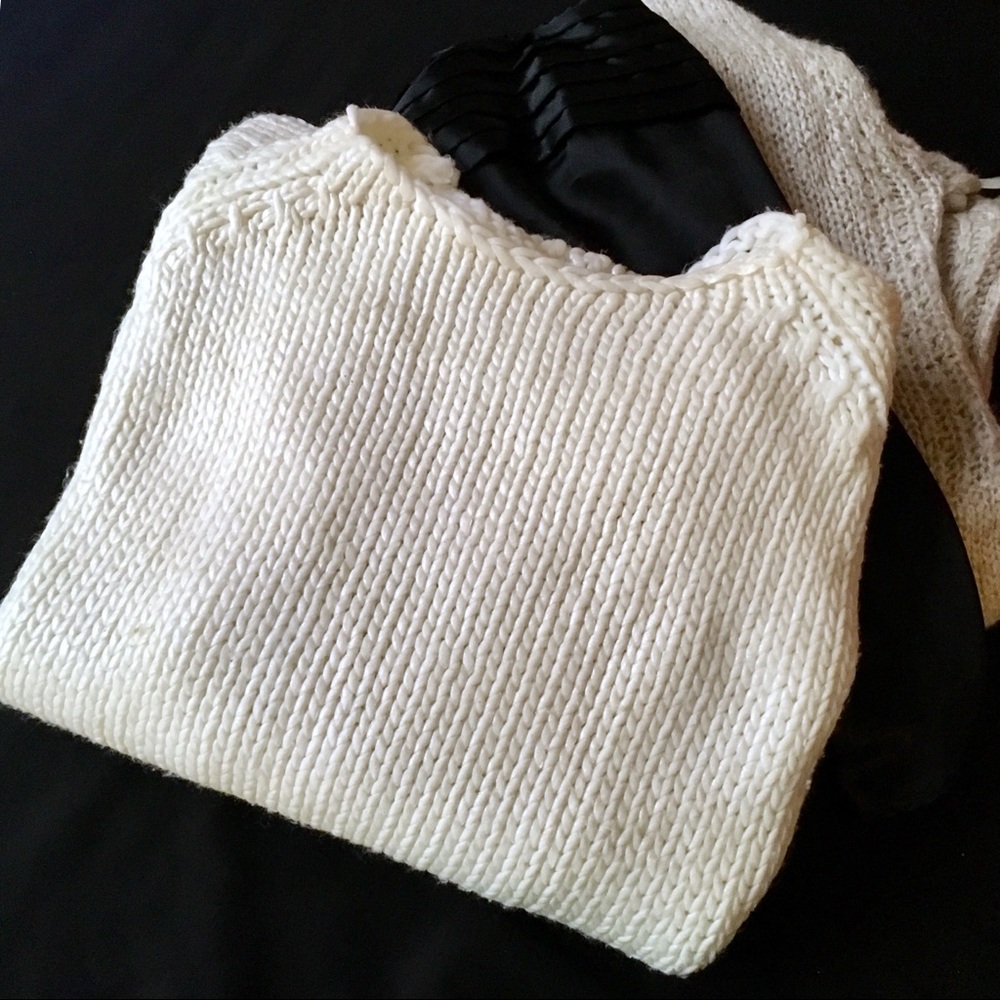 Handmade iridescent white knit sweater